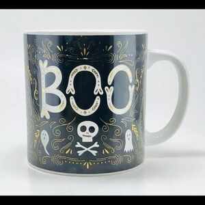 Halloween Coffee Mug Boo Black White & Gold Skull Ghosts by TMD Holdings